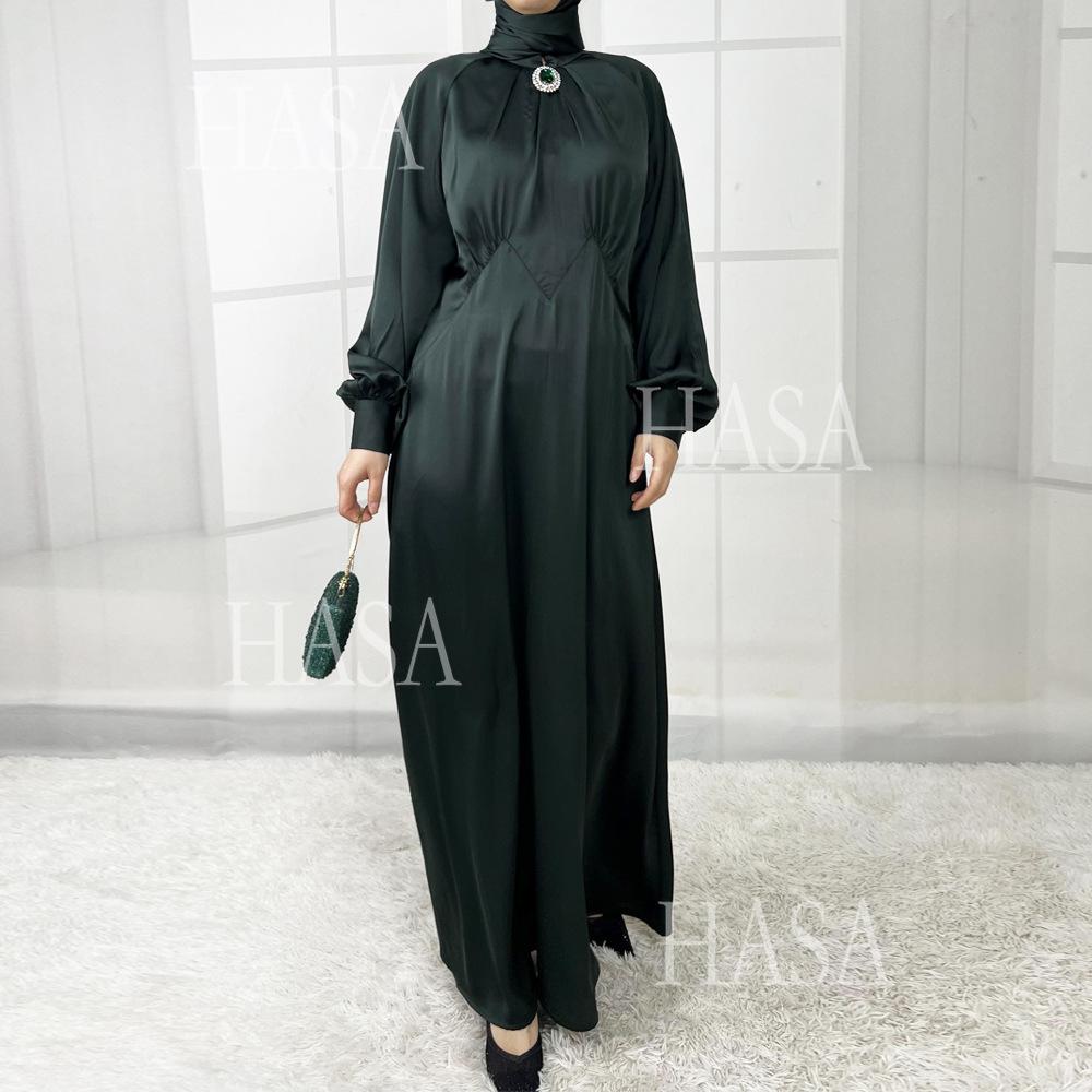 LUMAYA5859 High-end Silk Satin Robe (headscarf Not Included), Elegant Design Exudes Luxurious Texture