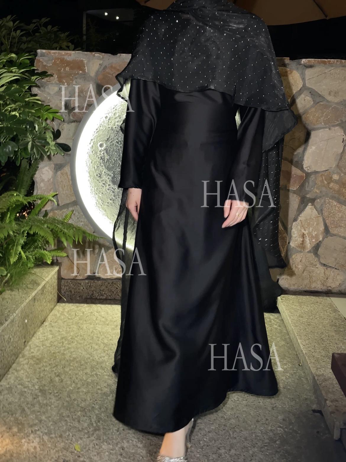 LUMAYA6477 Shiny robe two-piece set with rhinestone sLUMAYAwl decoration