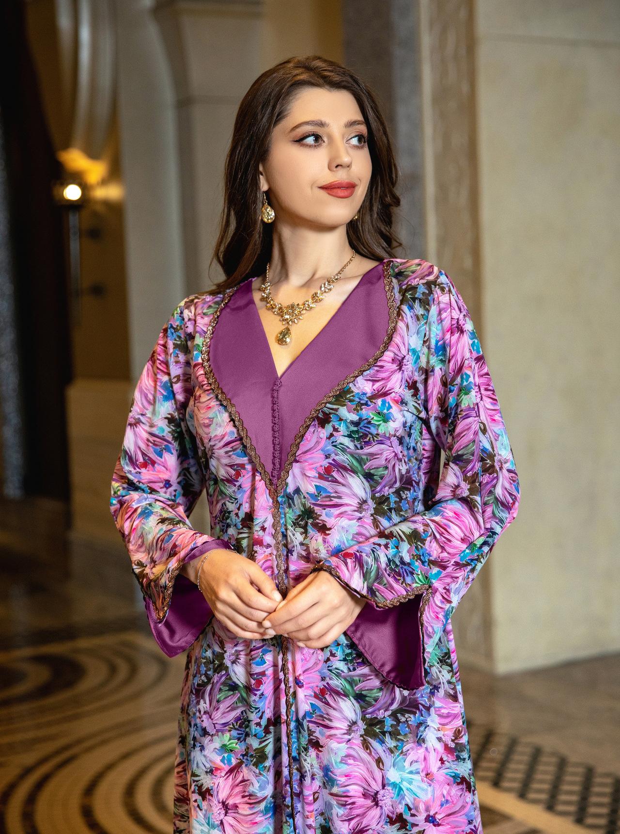 LUMAYA LUMAYA1070 Fashionable Printed Diamond Set Robe