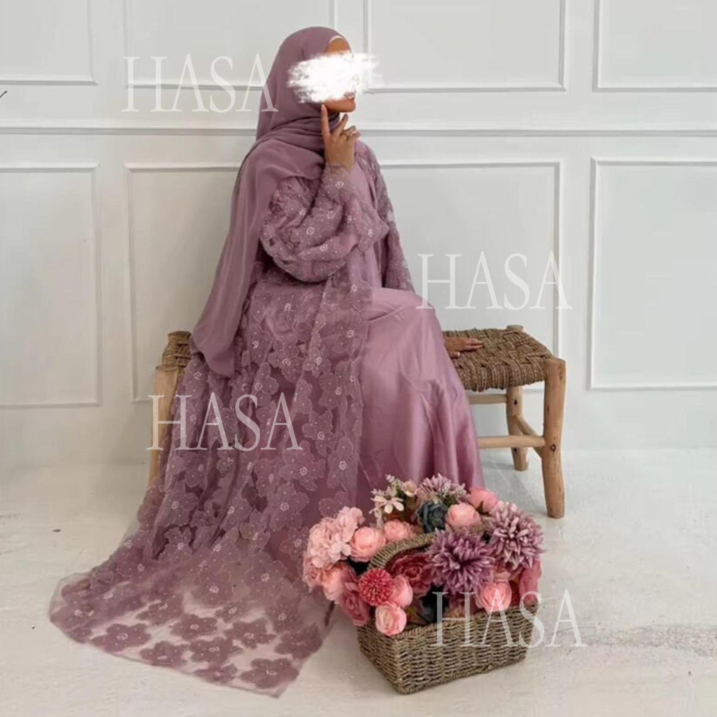 LUMAYA6625 Dreidimensionale, Perlenbesetzte Strickjacke Mit Blumenmuster, Die Mit Einer Inneren Schicht Oder Einem Kopftuch Kombiniert Werden Kann.