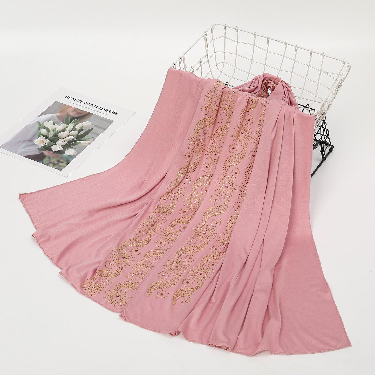 LUMAYA LM1145 Solid Color Rhinestone Headscarf