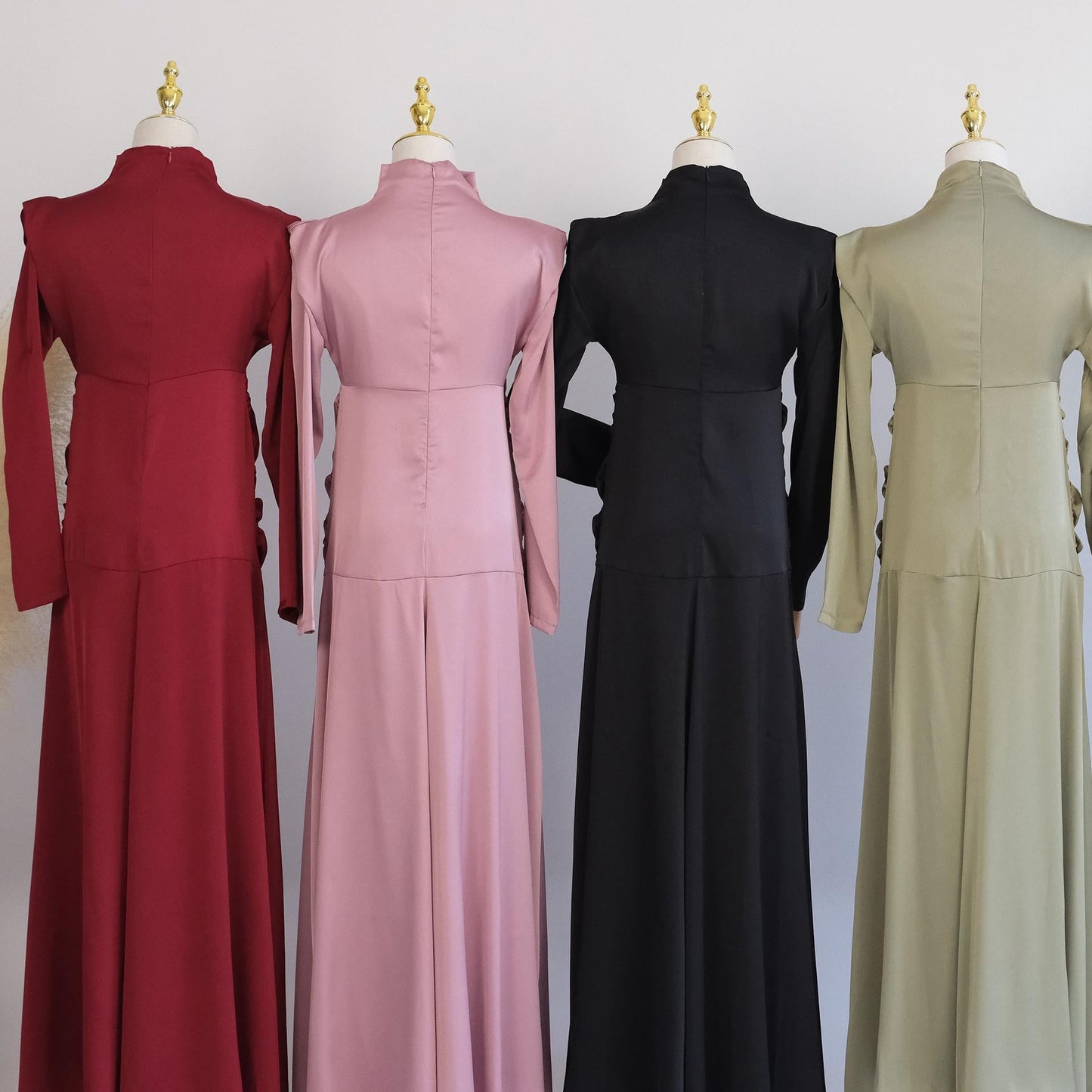 LUMAYA LUMAYA1020 Solid Color High Neck Slimming Robe Dress