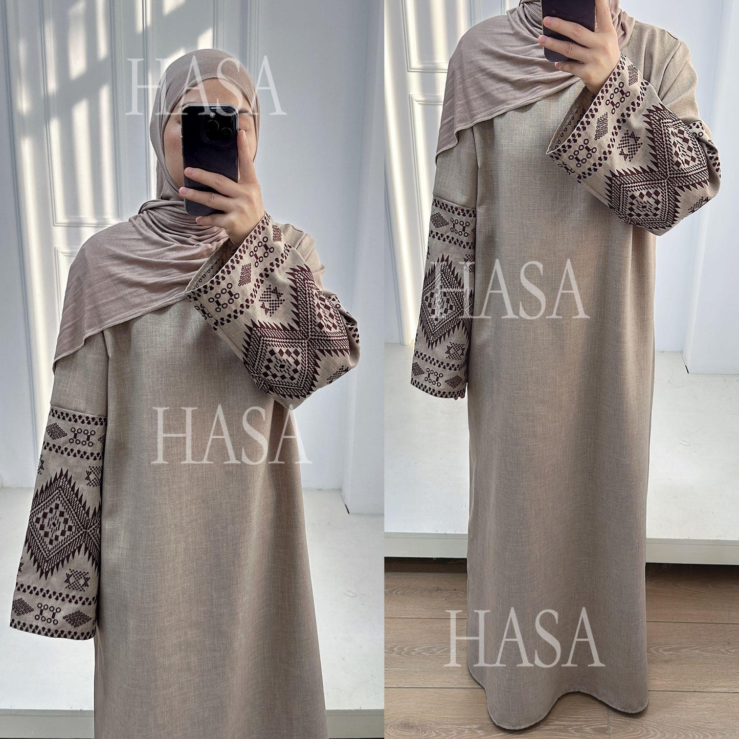 LUMAYA6533 Long robe with wide sleeves and exquisite embroidery