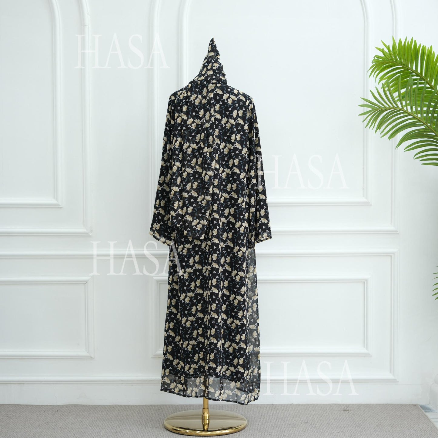 LUMAYA6515 Summer Printed Chiffon Jacket and Headscarf Two-Piece Set