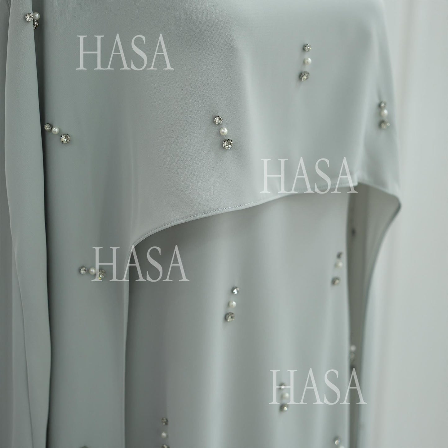 HA6505 Solid color beaded long dress with fake two-piece design
