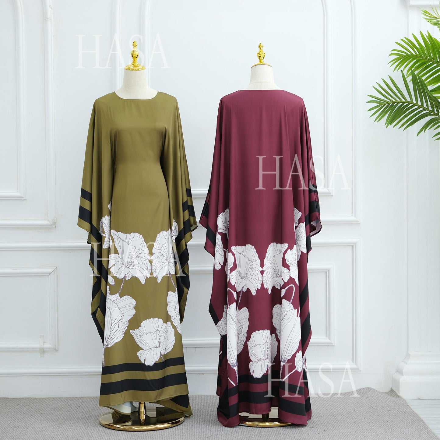 LM6556 Colorblock Print Cardigan Robe Dress