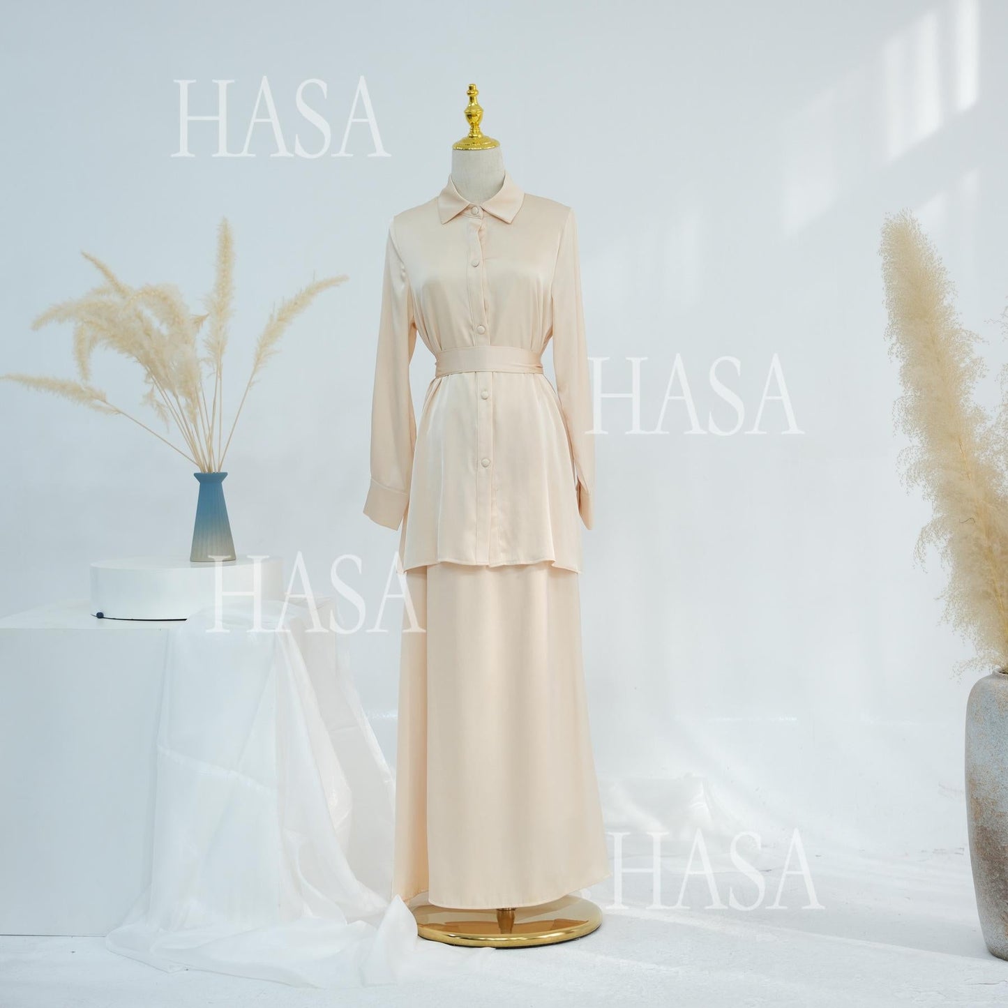 LUMAYA5874 Gentle Lace-up Two-piece Suit, Simple Texture, First Choice for Daily Wear abaya girl