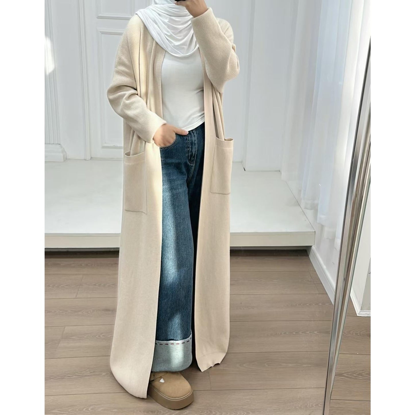 LUMAYA5439 Temperament Knitted Cardigan - Autumn and Winter Thick Loose Long Dress long  sleeve