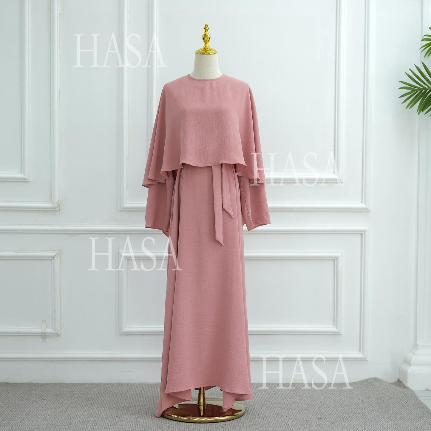 LUMAYA6532 Slim-fit waist cape robe two-piece set