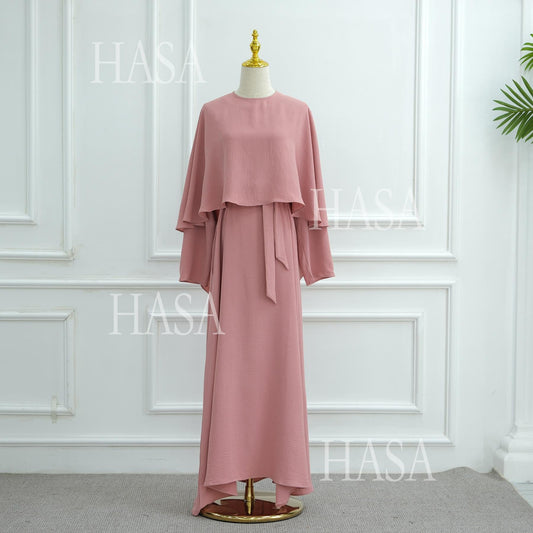 LUMAYA6532 Slim-fit waist cape robe two-piece set