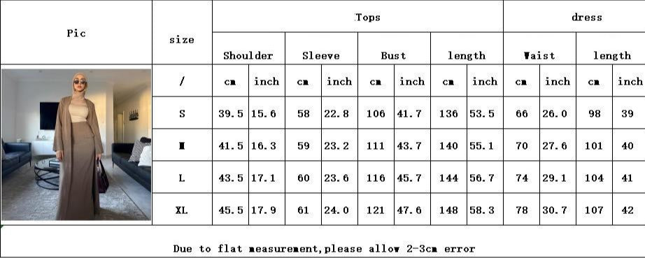 LM6607 Fashion Solid Color Cardigan with Skirt Two-piece Set