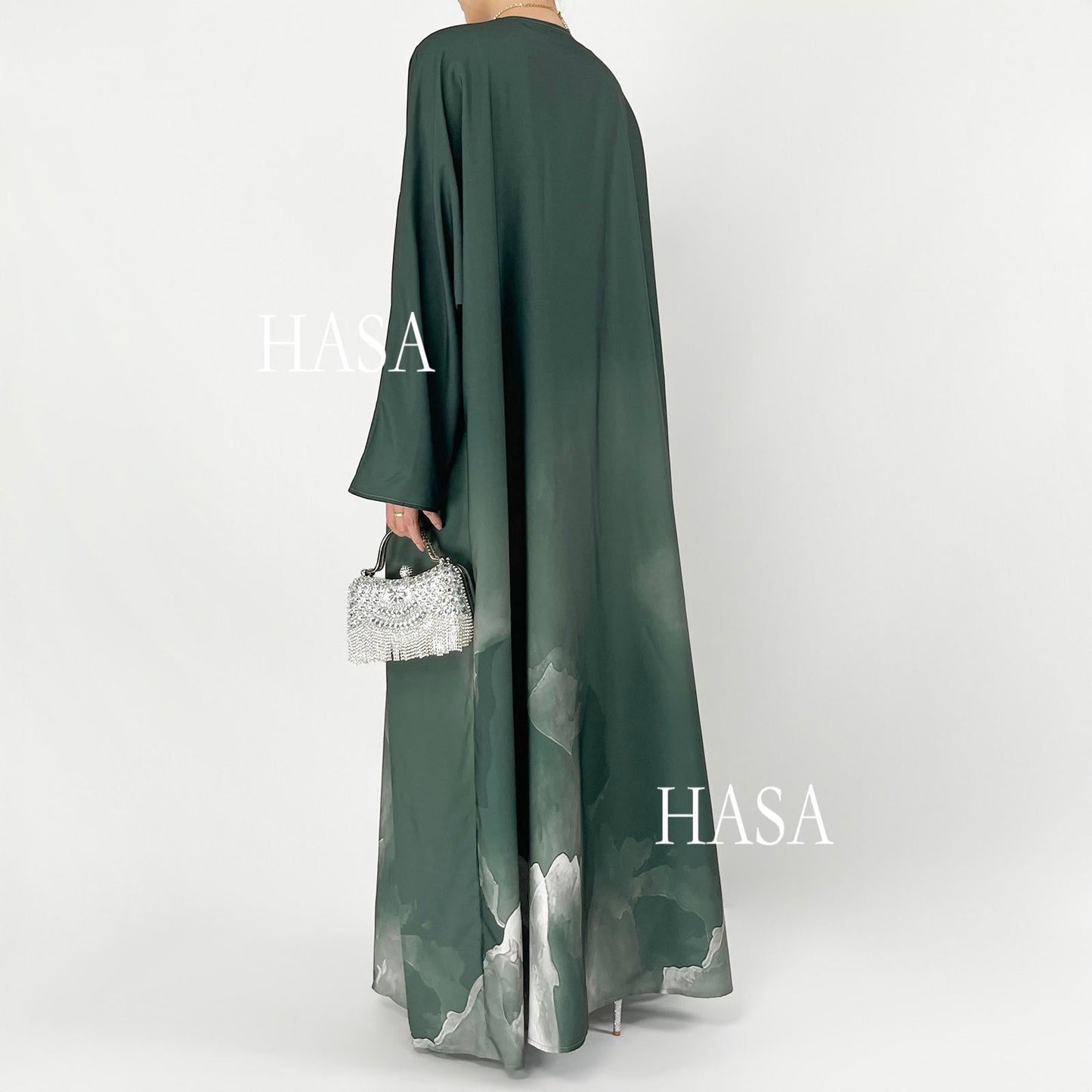 LUMAYA6324 Artistic Ombré BrusLUMAYAtroke Summer Kimono Abaya