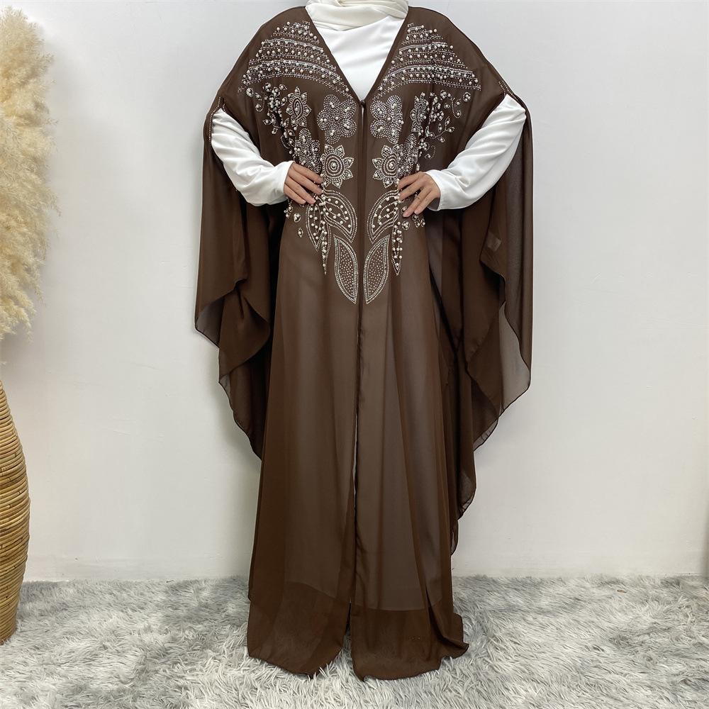 LUMAYA LUMAYA1085 Muslim Rhinestone Cardigan Dress