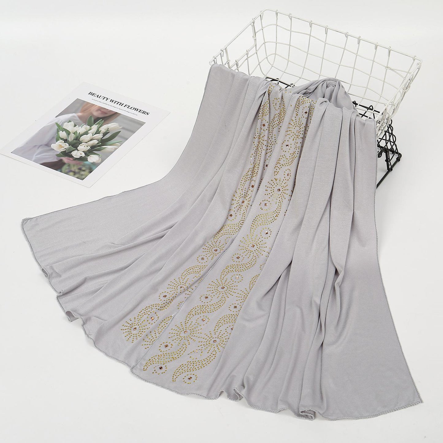 LUMAYA LM1145 Solid Color Rhinestone Headscarf