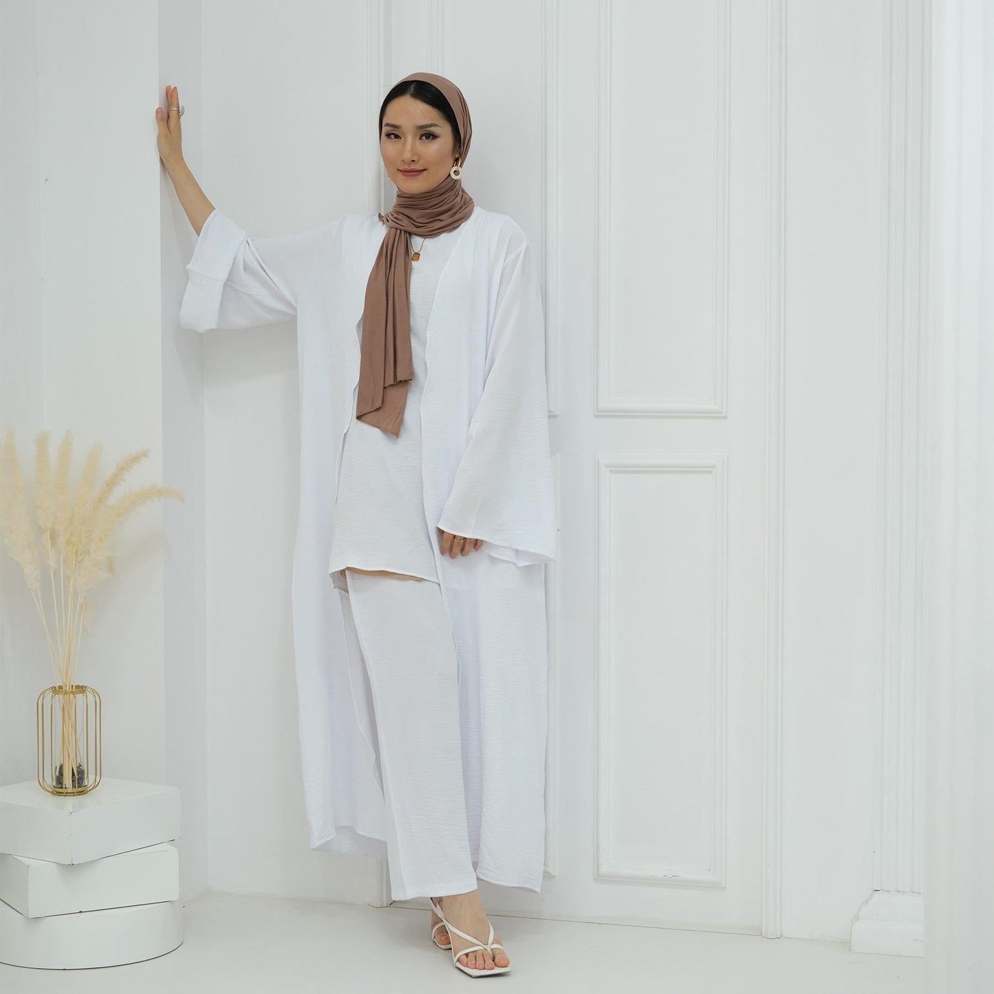 LM5107 Classic Solid Color Three-piece Suit - Loose Long Design Combination