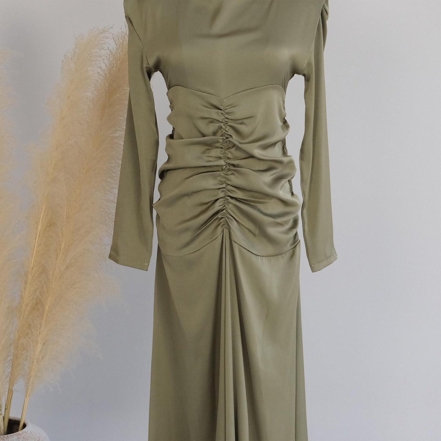 LUMAYA LUMAYA1020 Solid Color High Neck Slimming Robe Dress