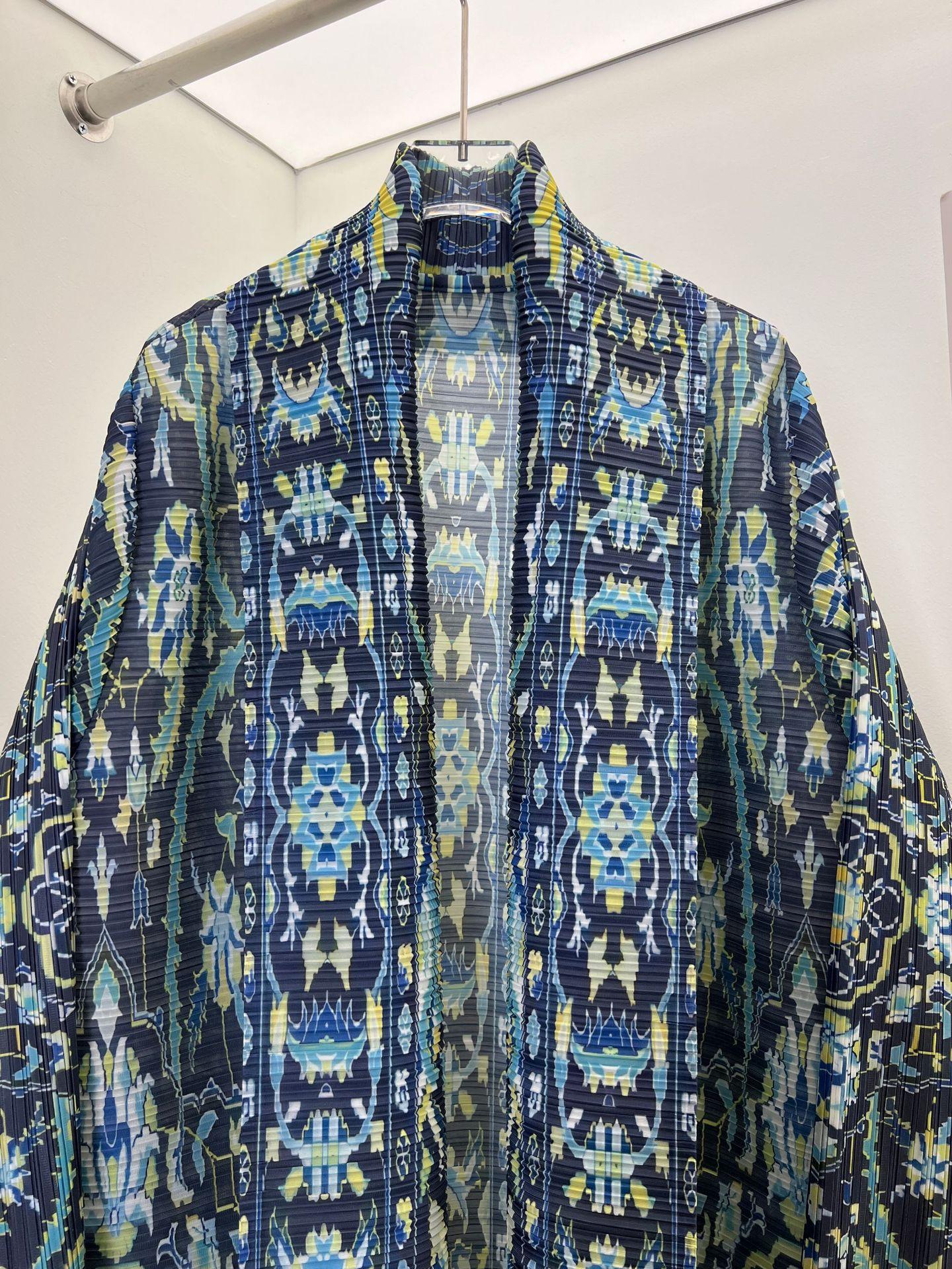 LUMAYA6716 Rtisan Elegance  Blue Printed Abaya with Traditional Motifs