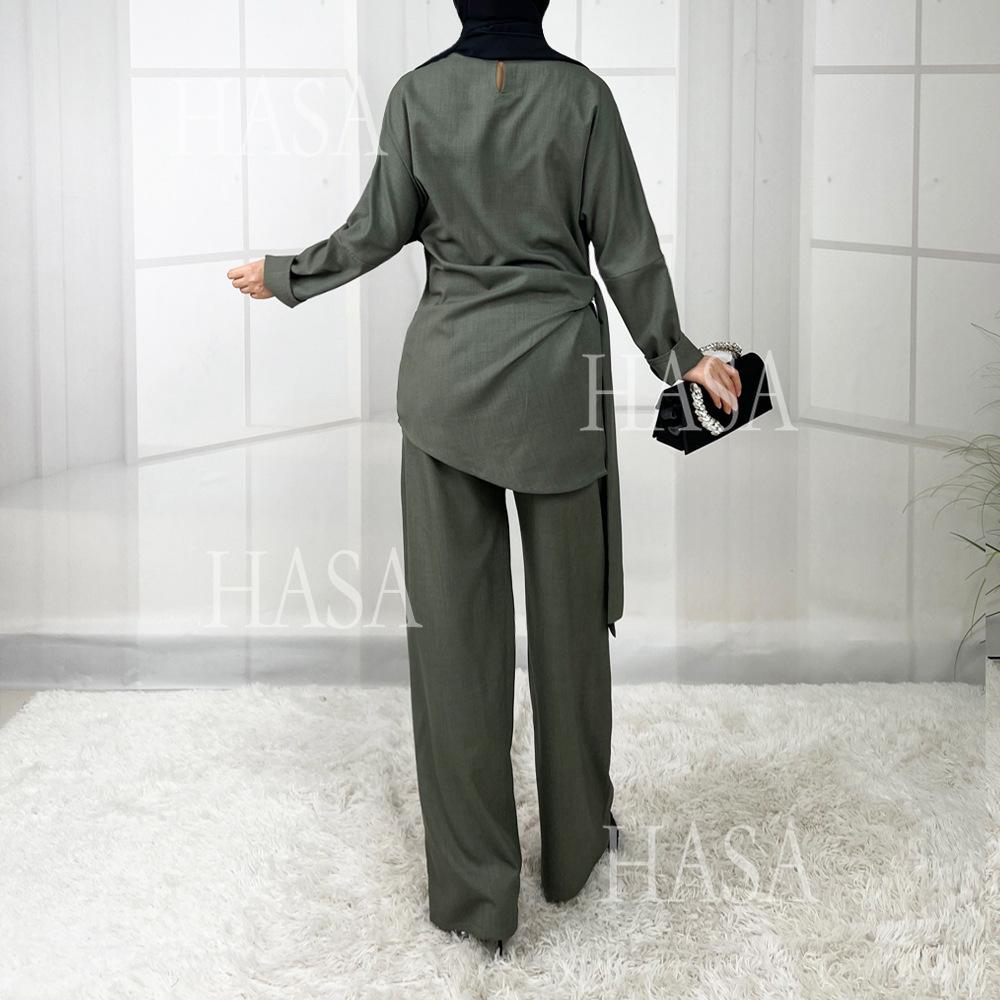 LUMAYA5856 High-end Imitation Linen Two-piece Suit (excluding Headscarf), Fashionable and Comfortable New Experience