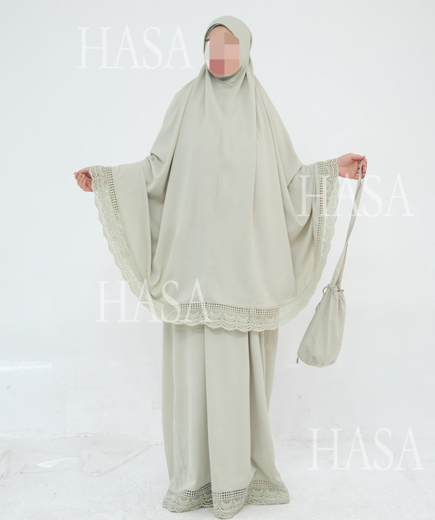 LM6615 Lace Prayer 4-Piece Set (Includes Prayer Mat and Storage Bag)