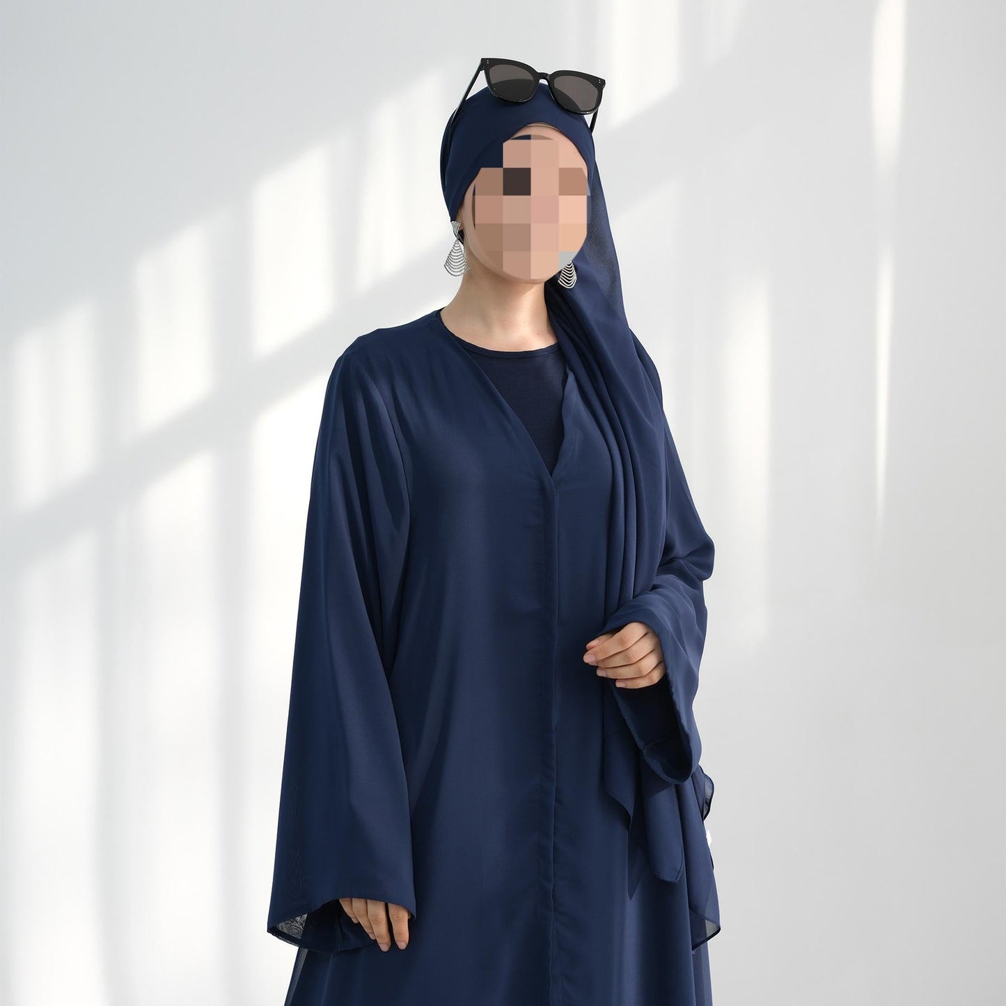 LUMAYA6513 Double-layered sleeve chiffon cardigan two-piece robe abaya (headscarf not included)