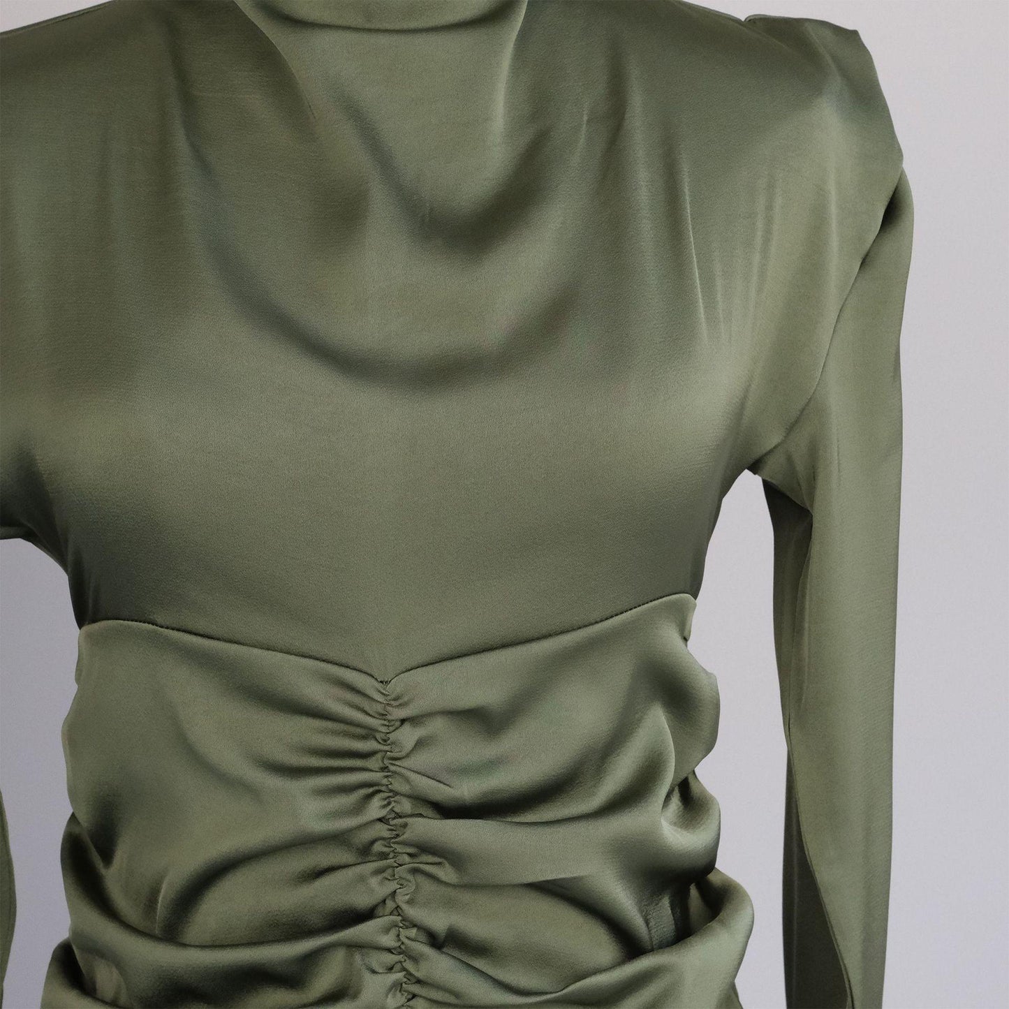LUMAYA LUMAYA1020 Solid Color High Neck Slimming Robe Dress