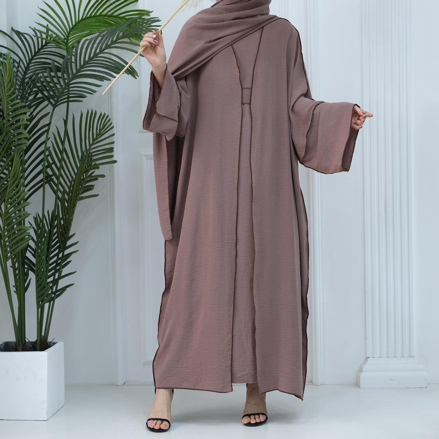 LUMAYA LM1095 3pcs Set Cardigan+without Sleeves Inner Dress+Hijab