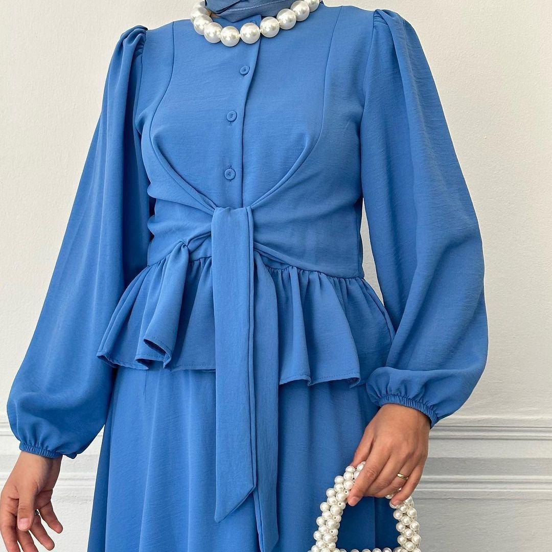 LUMAYA LUMAYA0825 2pcs Set Long Sleeve Shirt with Dress