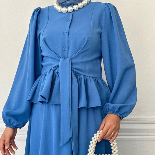 HAYA HAYA0825 2pcs Set Long Sleeve Shirt with Dress