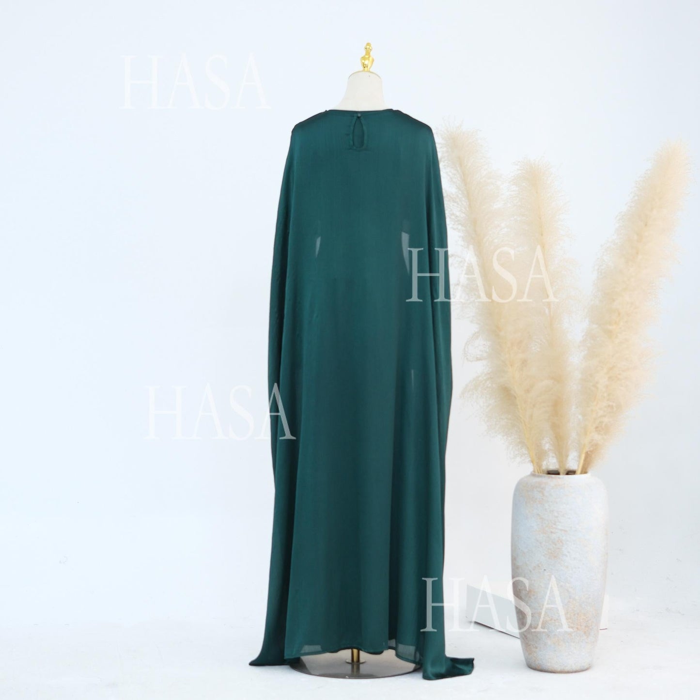 LUMAYA5870 Elegant drape two-piece robe dress-Light luxury street style abaya girl