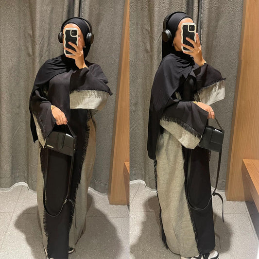 LM5606 Stylish Patchwork Robe - Cardigan and Dress Style
