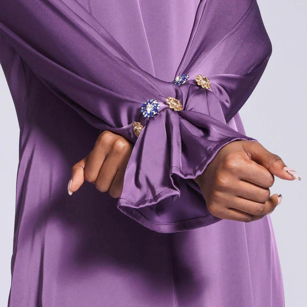 LUMAYA LUMAYA0436 Diamond Buckle Long Solid Loose Dress