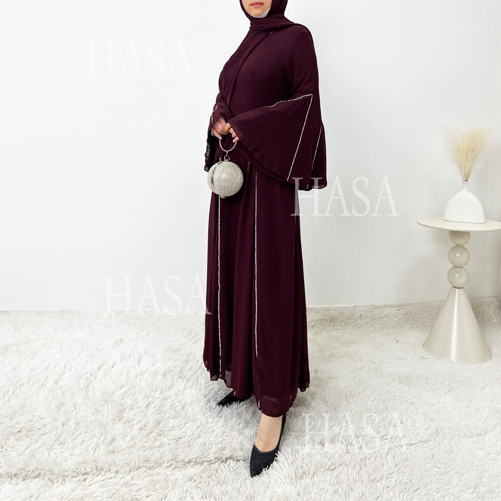 LUMAYA6497 Solid Color Light Luxury Chiffon Long Skirt Suit