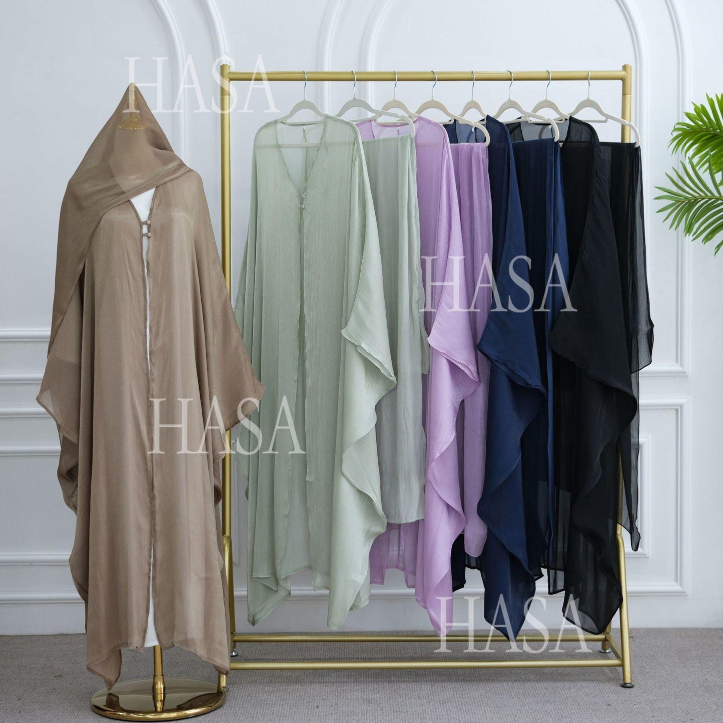 LUMAYA6534 Elegant Island Wrinkle Texture Solid Color Cardigan Robe