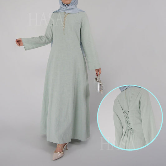 HASA HA5866 Elegant Long Skirt with Tie Waist and Wide Swing Design