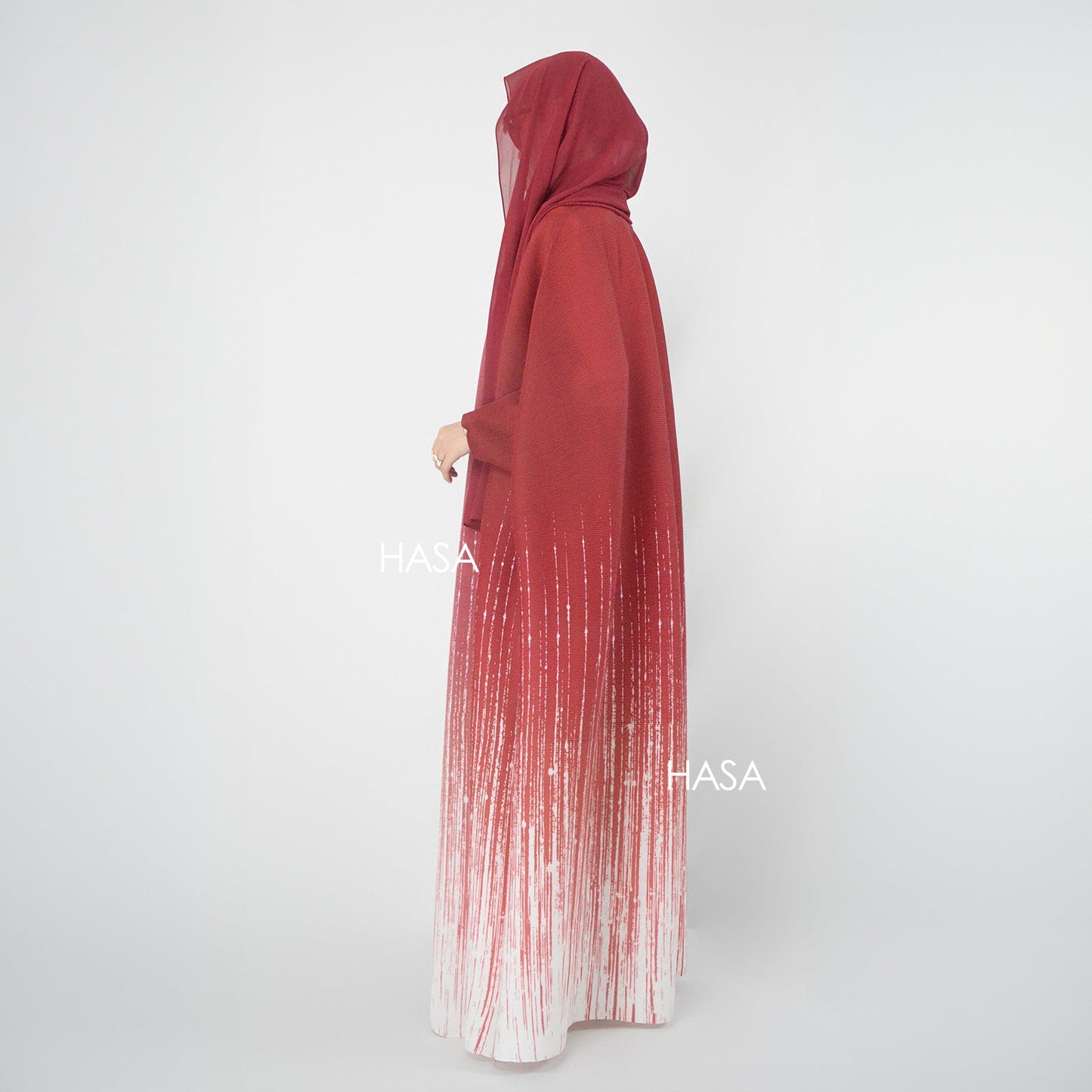 HAYA SHOP 1245 Ombré Abaya Loose Fashion Robe with Pleated Patchwork Detailing