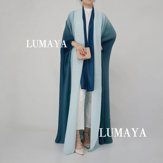 LMSA LM1245 Ombré Abaya Loose Fashion Robe with Pleated Patchwork Detailing
