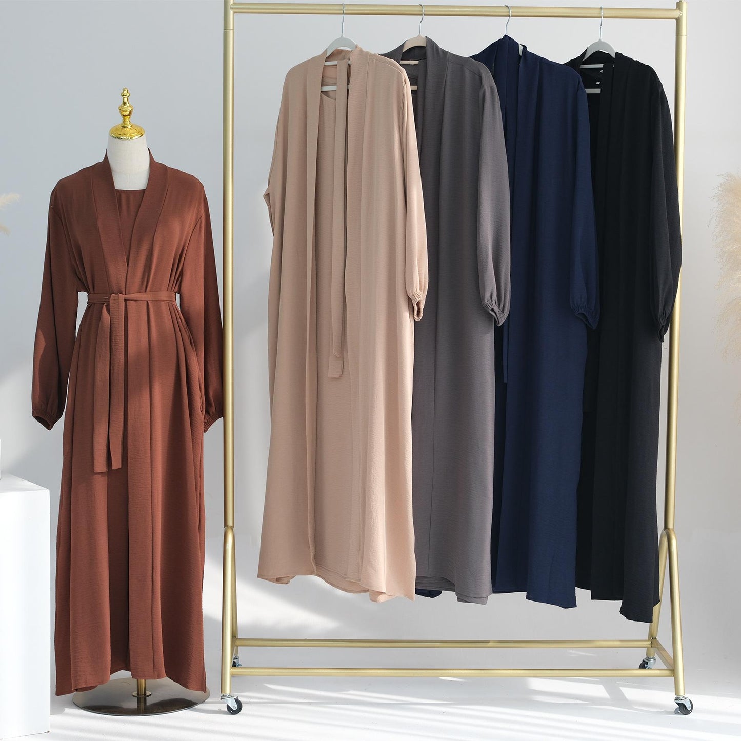 LUMAYA LUMAYA0995 3pcs Cardigan+without  Sleeves Inner Dress+Hijab