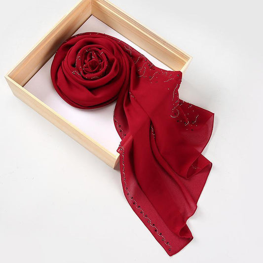 LUMAYA LM1127 Pearl Chiffon Rhinestone Headscarf