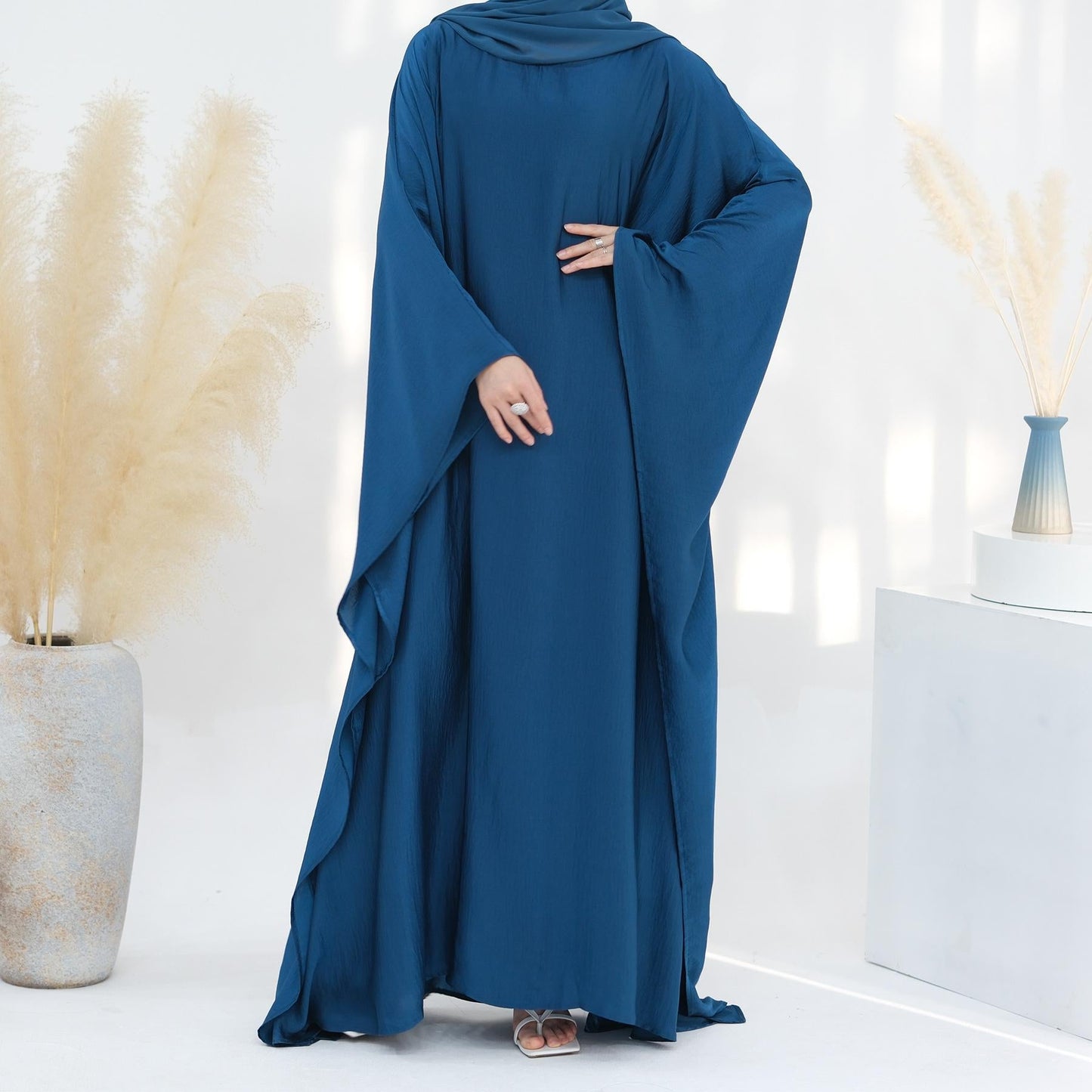 LUMAYA LM1174 Waist Raging Bat Sleeves Dress Crepe Kaftan