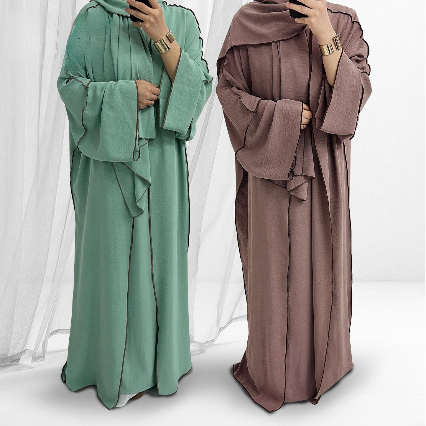 LUMAYA LM1182 3pcs Set Crepe Inner Dress and Cardigan and Hijab