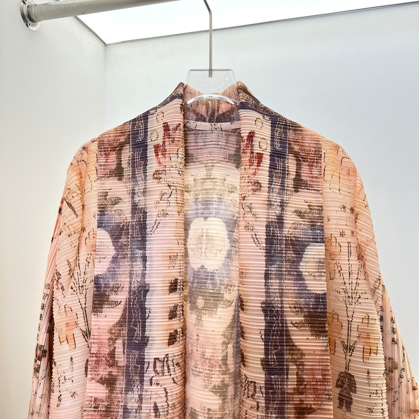 LUMAYA6728 Vintage Blush  Pink & Beige Printed Abaya with Artistic Motifs
