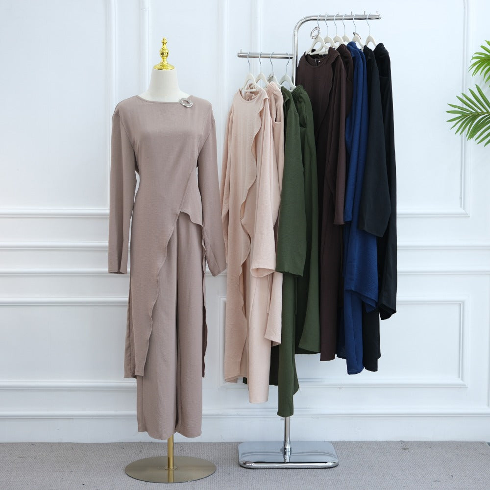 LM6605 Stylish asymmetrical two-piece set (with optional headscarf)