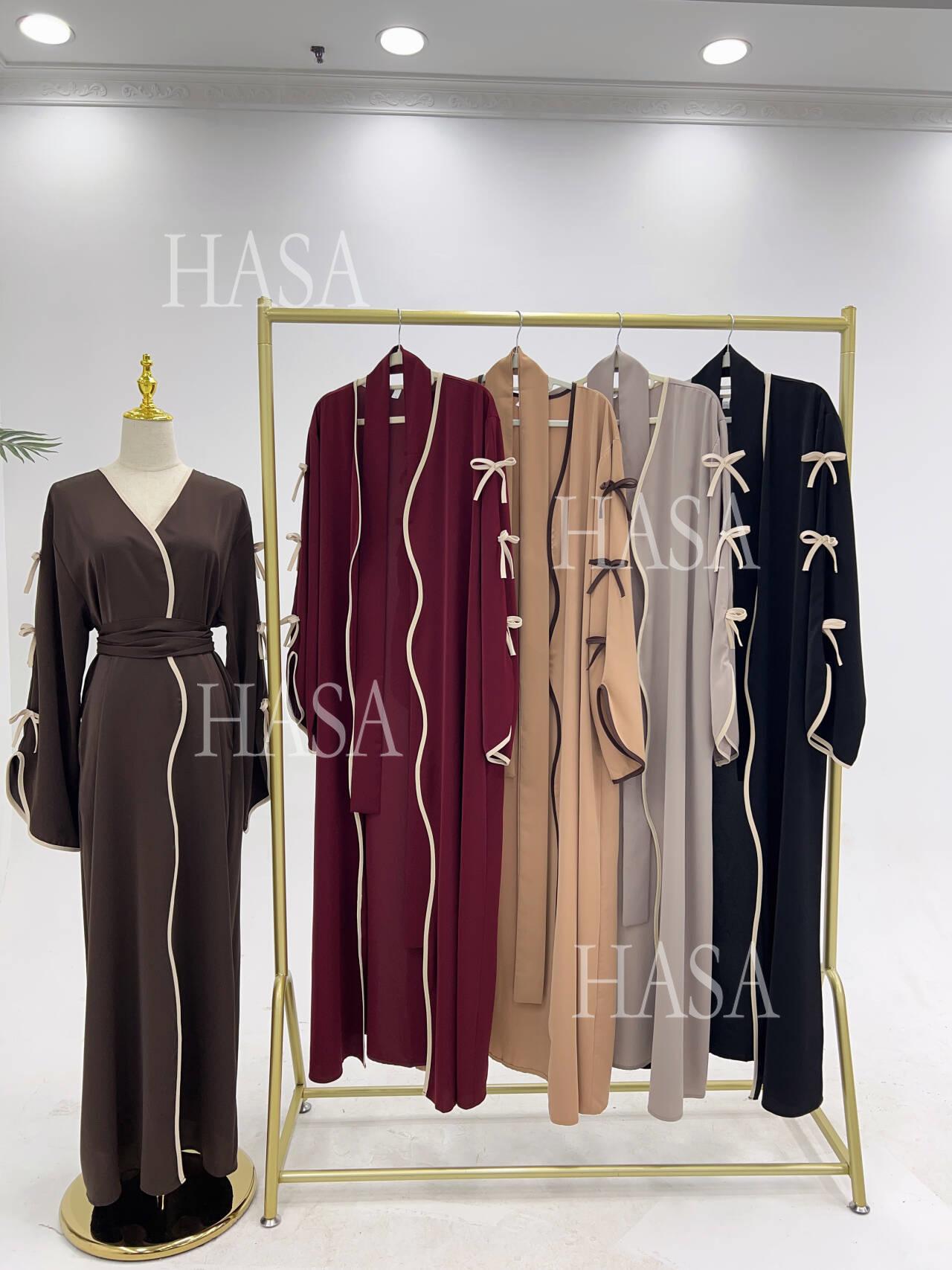 LUMAYA5862 Elegant Wavy-edge Bow Robe (with Belt) for A Feminine Look