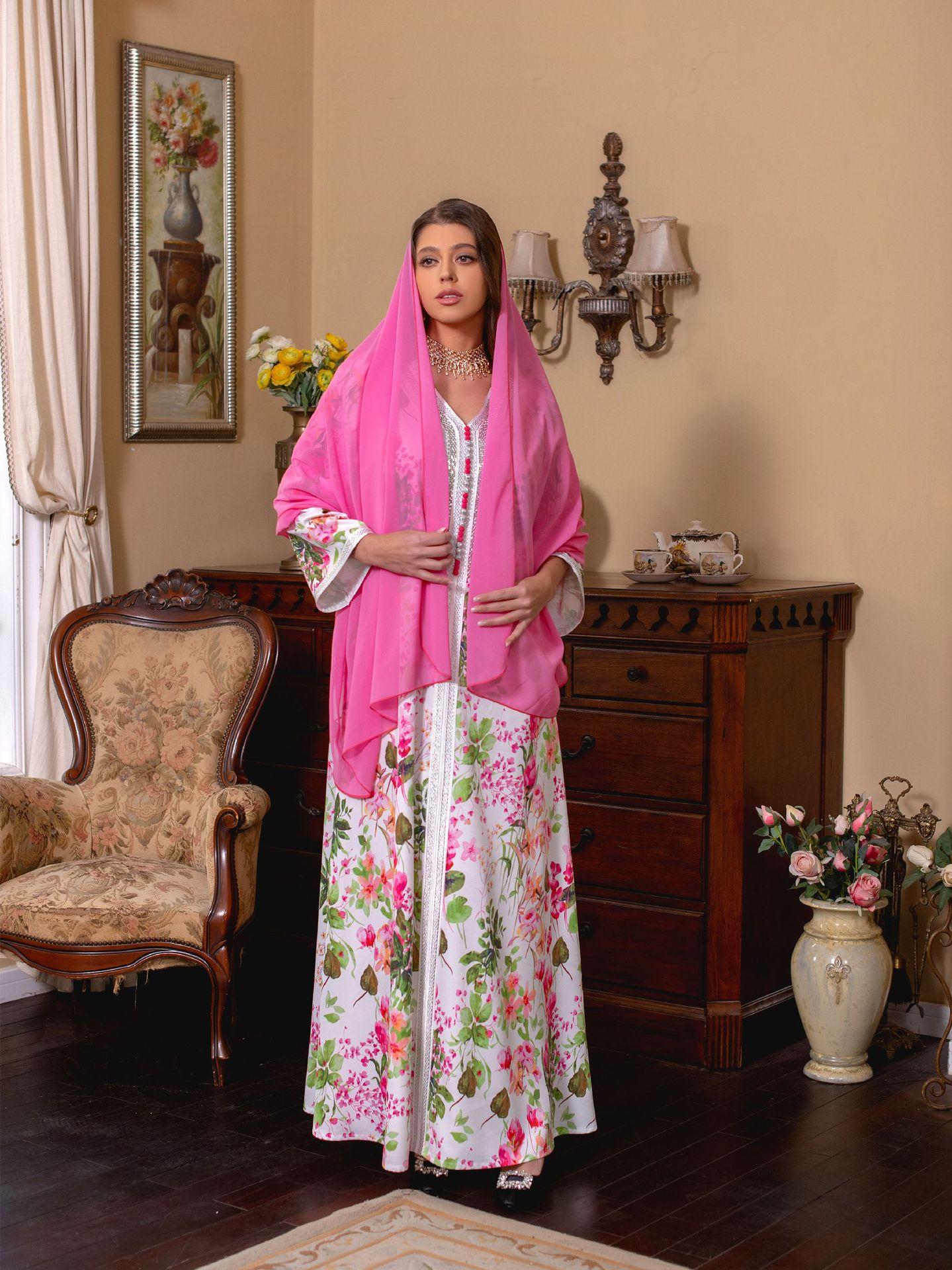 LUMAYA LUMAYA1075 Abaya Robe New Printed Rhinestone Dress