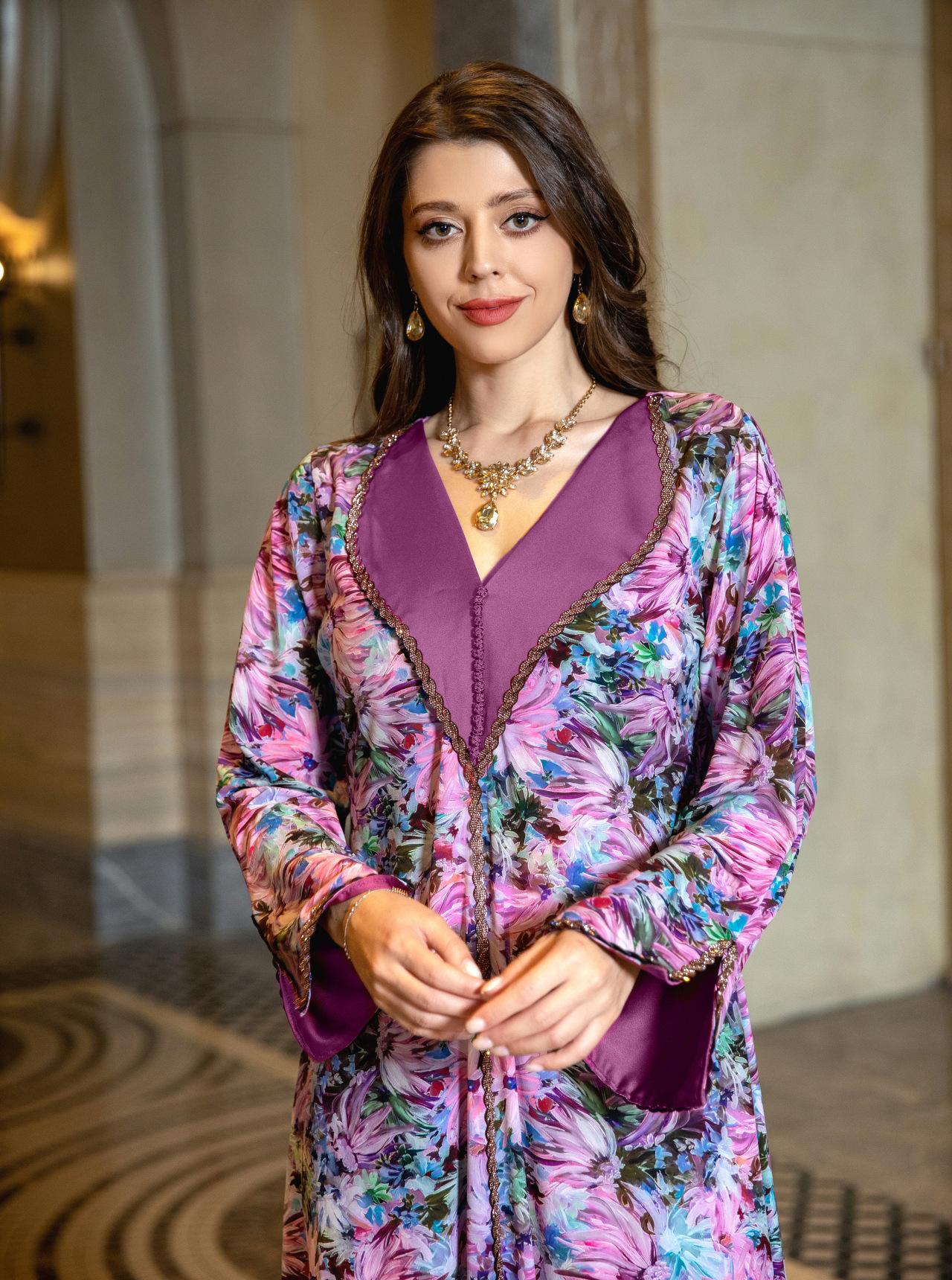 LUMAYA LUMAYA1070 Fashionable Printed Diamond Set Robe