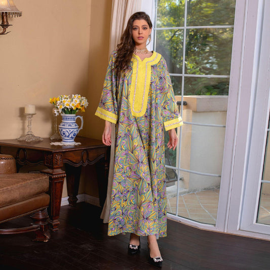 LUMAYA LUMAYA1074 Muslim Embroidered Hot Diamond Dress