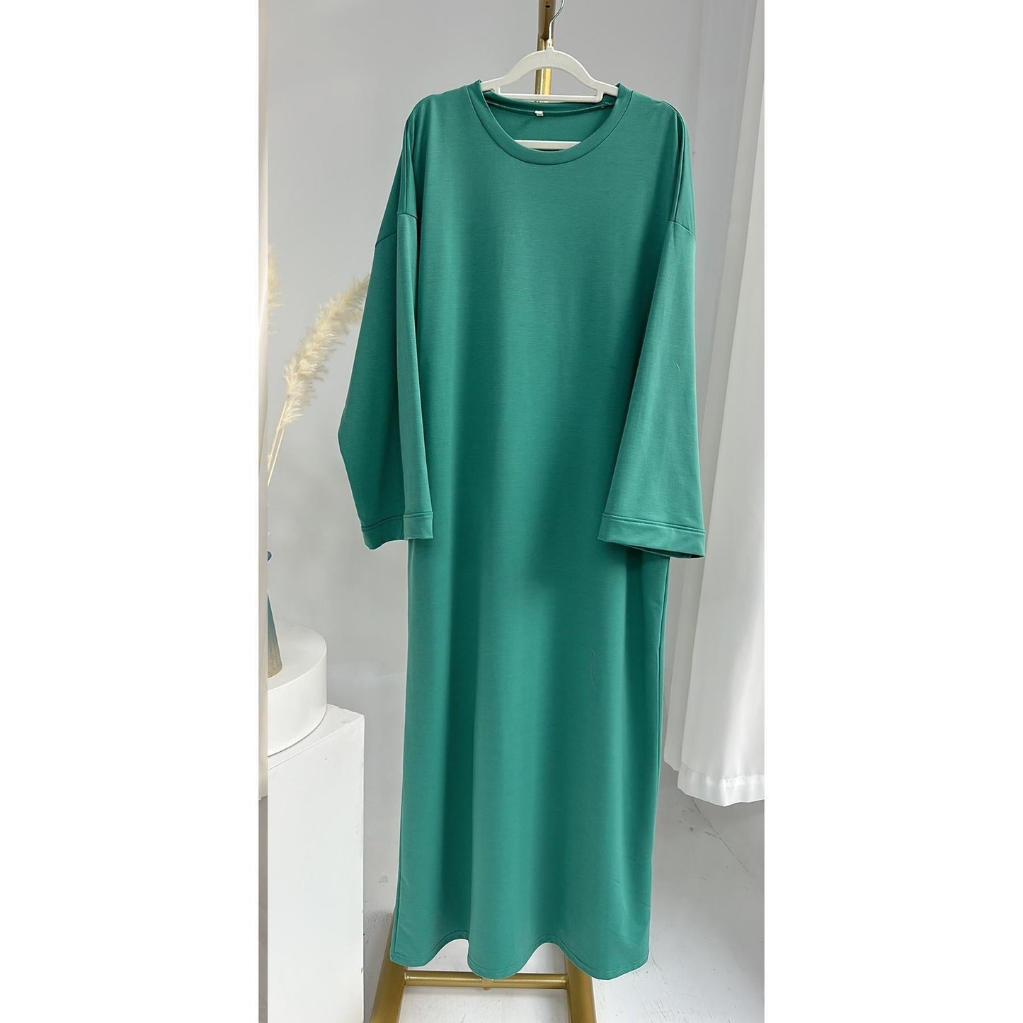LUMAYA LUMAYA1089 Solid Color Hoodie Dress