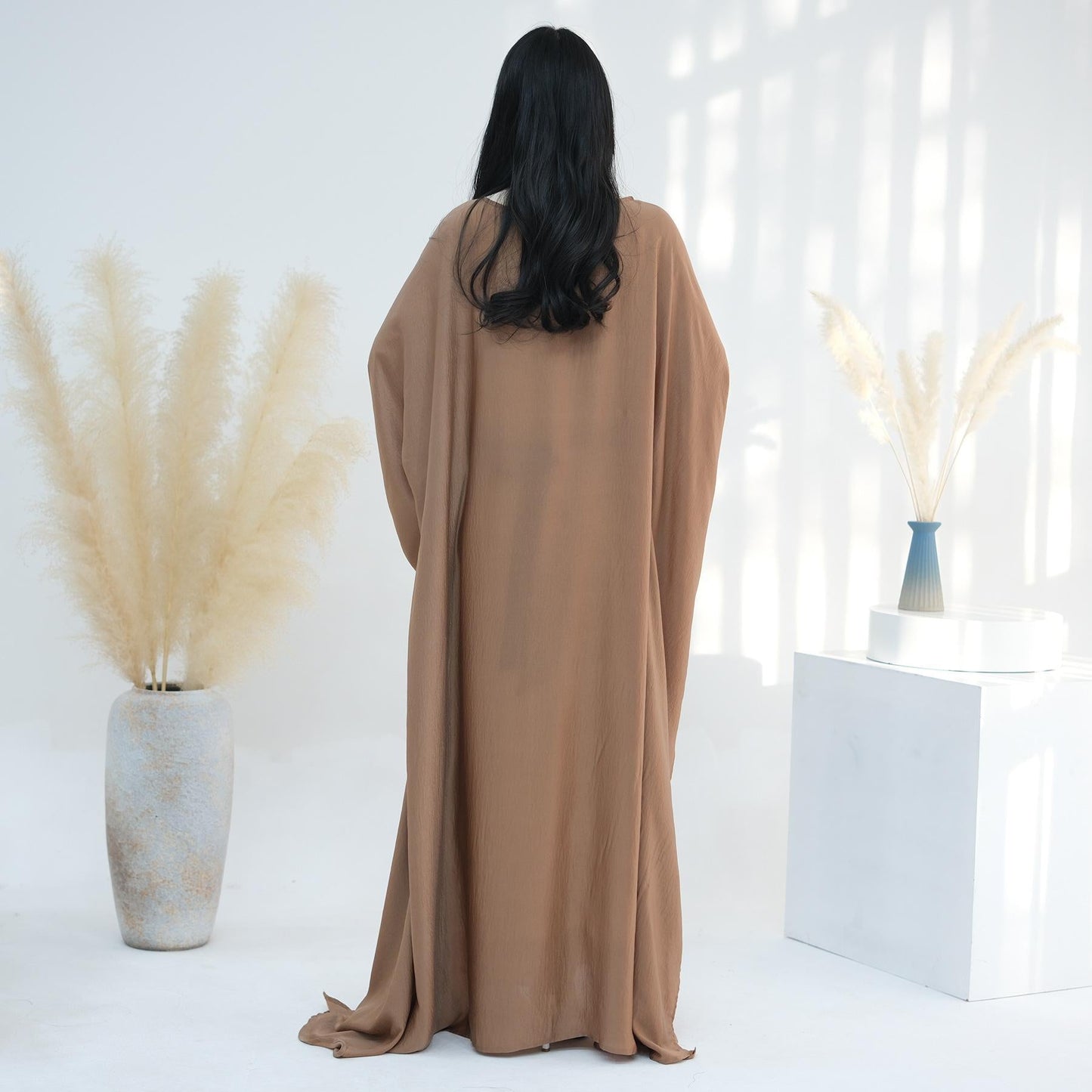 LUMAYA LM1174 Waist Raging Bat Sleeves Dress Crepe Kaftan