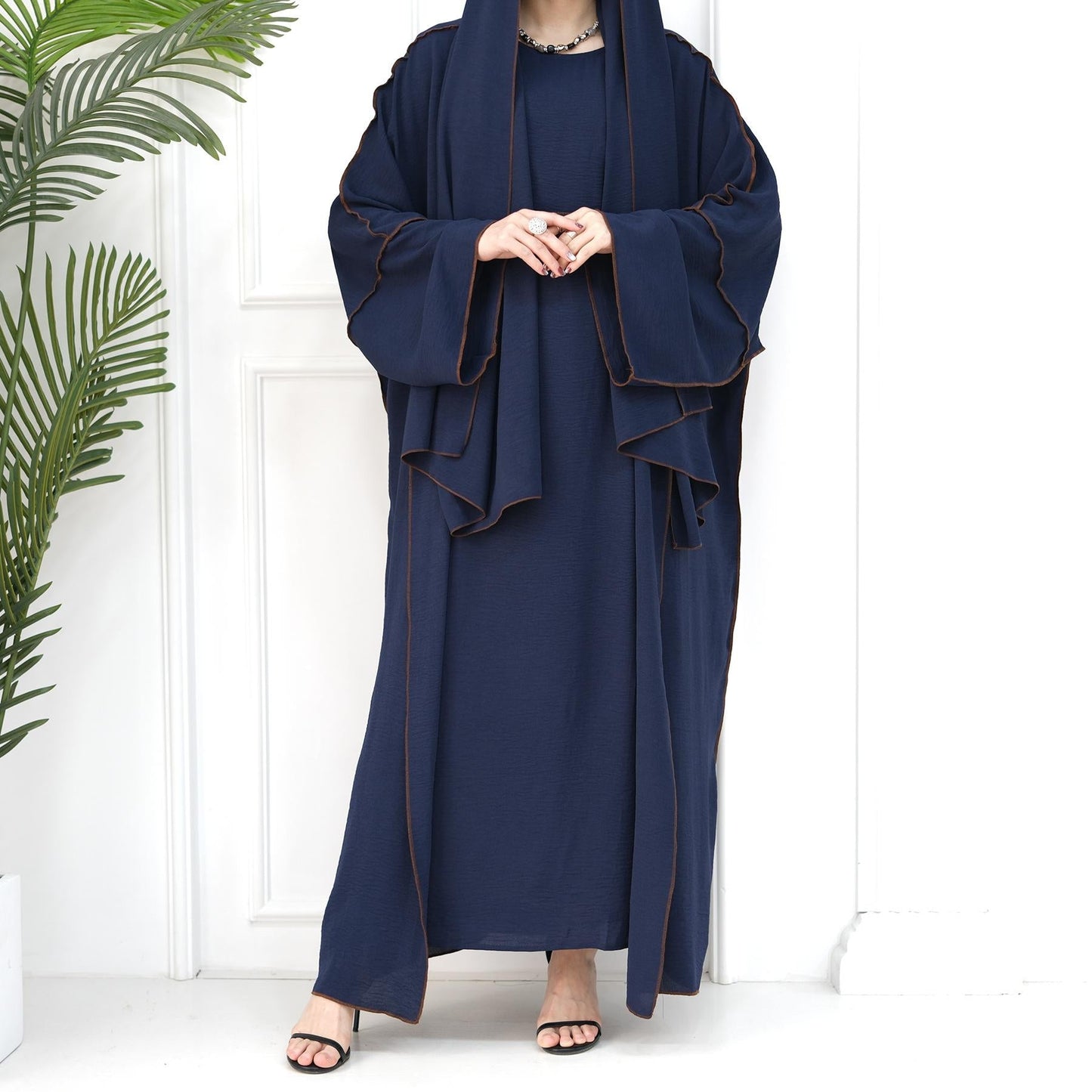 LUMAYA LM1095 3pcs Set Cardigan+without Sleeves Inner Dress+Hijab