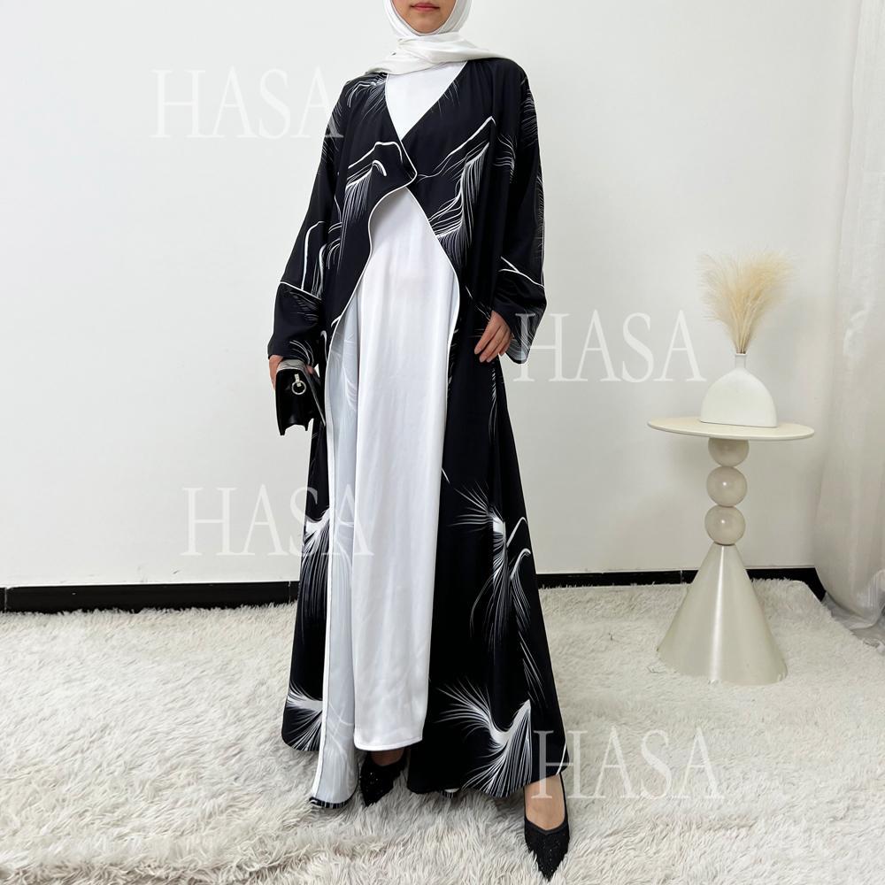 LUMAYA6498 Lightweight Printed Long Abaya Suit